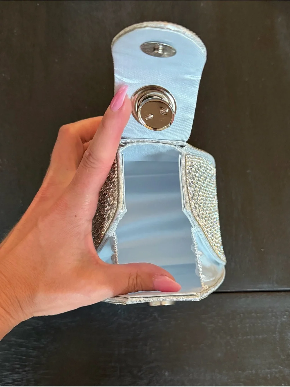 Verano Hill Silver Crystal Embellished Wristlet Evening Bag